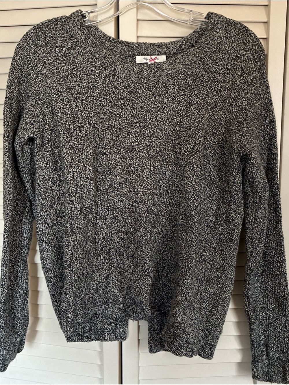 Madewell-Gray Marled Knit Tulip Back Long Sleeve Soft Sweater High Quality Sz XS